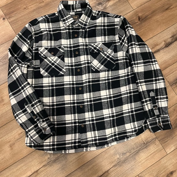 JACHS heritage flannel heavyweight black and white plaid shirt xxl - Picture 3 of 9